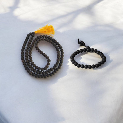 Ebony Karungali Mala & Bracelet Combo – For Inner Strength, Protection & Healing